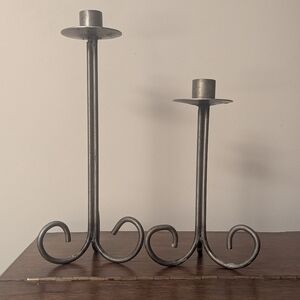 Tall Wrought Iron Scroll Taper Holders
